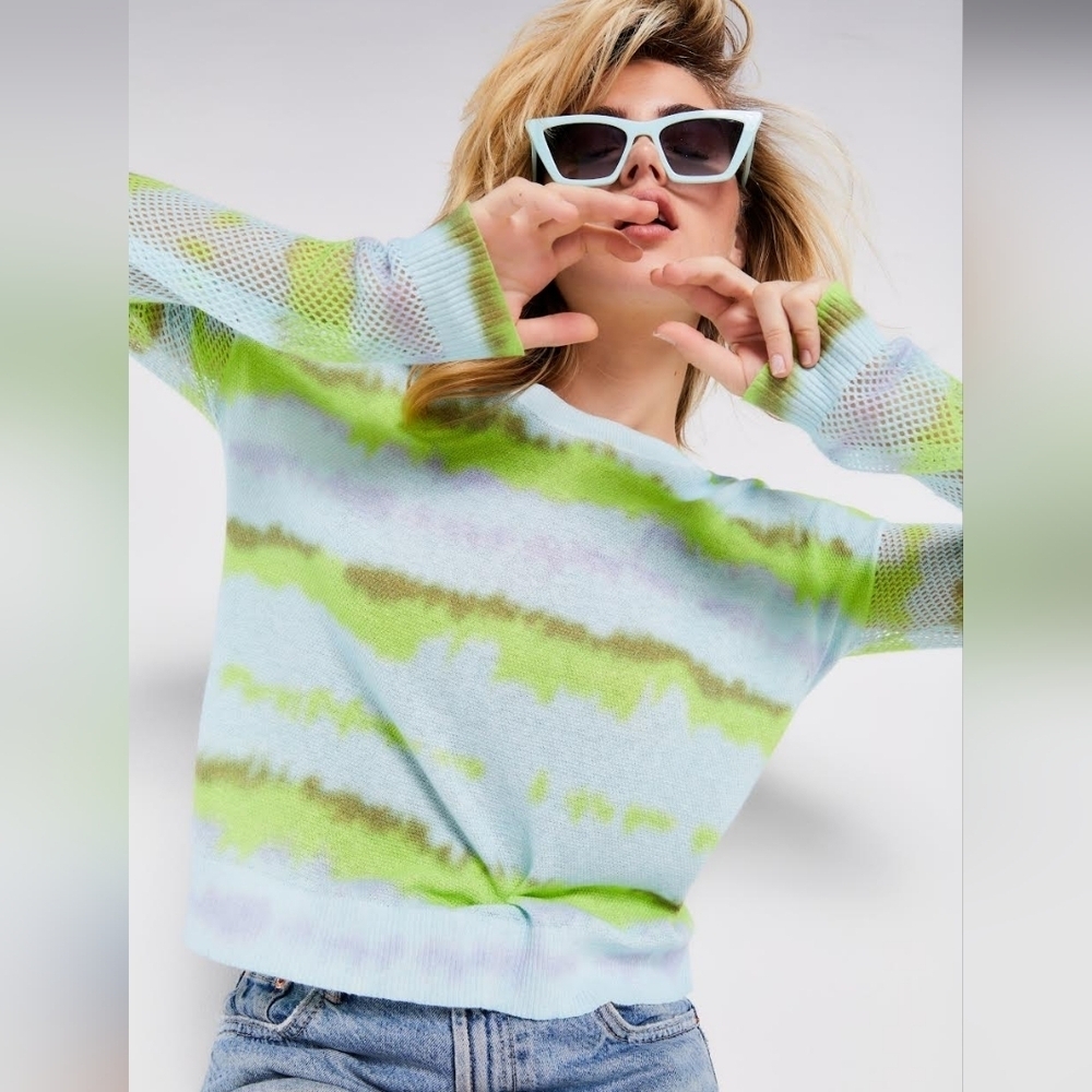 LISA TODD RISE ABOVE SWEATER AQUA COMBO